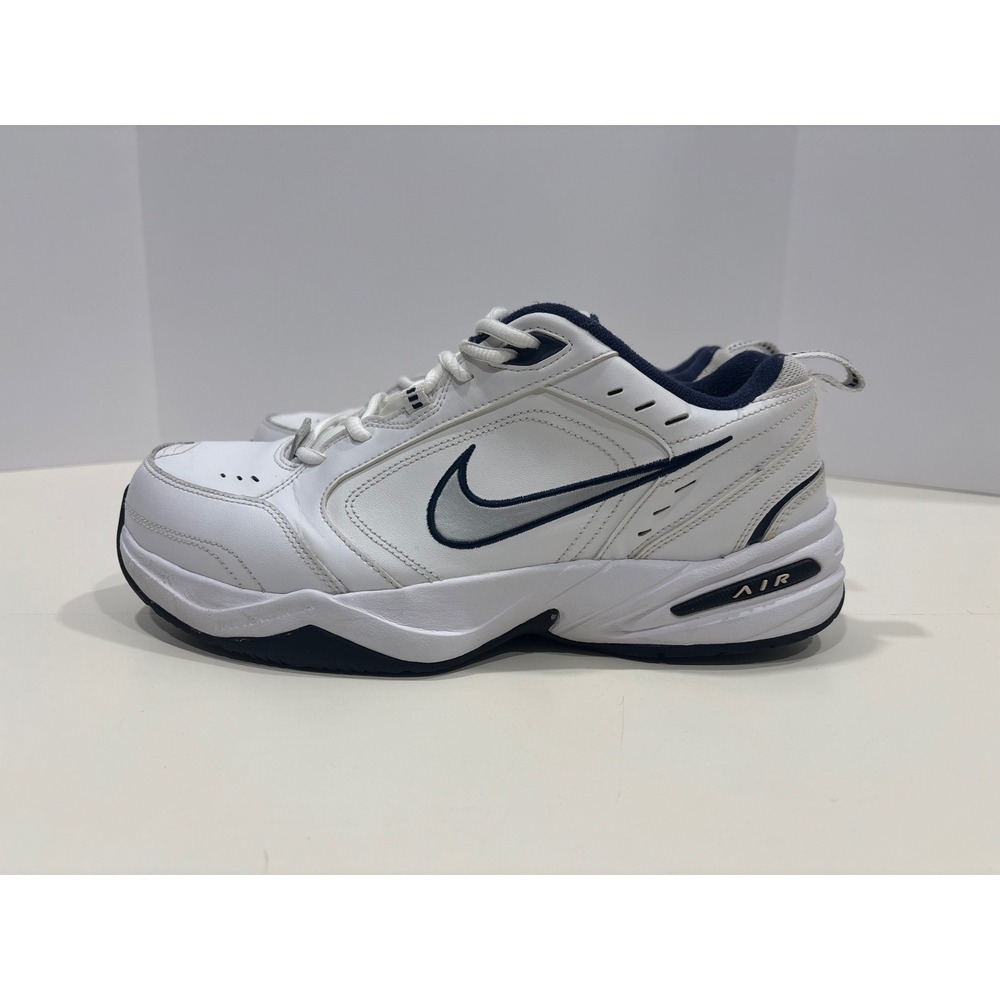 Nike Air Monarch IV Mens White Navy Training Shoes 416355-102 Size 10.5